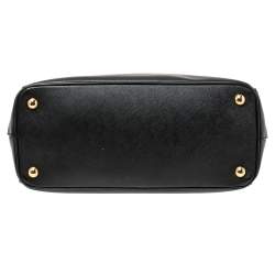 Pre Owned Prada Black Saffiano Lux Leather Small Double Zip Tote