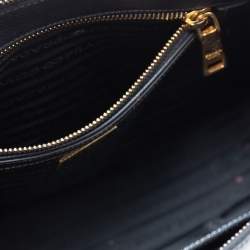 Pre Owned Prada Black Saffiano Lux Leather Small Double Zip Tote