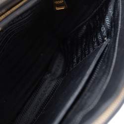 Pre Owned Prada Black Saffiano Lux Leather Small Double Zip Tote