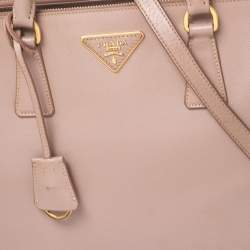 Pre Owned Prada Beige Saffiano Leather Medium Galleria Double Zip Tote