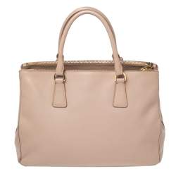 Pre Owned Prada Beige Saffiano Leather Medium Galleria Double Zip Tote