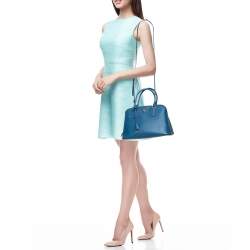 Pre Owned Prada Blue Saffiano Lux Leather Dome Satchel