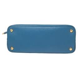 Pre Owned Prada Blue Saffiano Lux Leather Dome Satchel