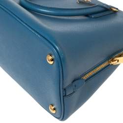 Pre Owned Prada Blue Saffiano Lux Leather Dome Satchel