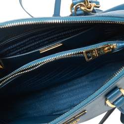 Pre Owned Prada Blue Saffiano Lux Leather Dome Satchel