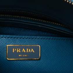 Pre Owned Prada Blue Saffiano Lux Leather Dome Satchel