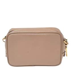 Pre Owned Prada Beige Saffiano Leather Mini Zip Top Camera Sling Bag