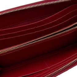 Pre Owned Prada Red Saffiano Leather Zip Around Wallet