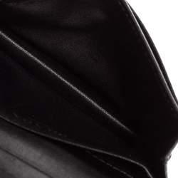 Pre Owned Prada Black Move Leather Logo Flap Card Case