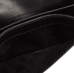 Pre Owned Prada Black Move Leather Logo Flap Card Case
