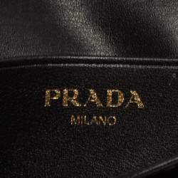 Pre Owned Prada Black Move Leather Logo Flap Card Case