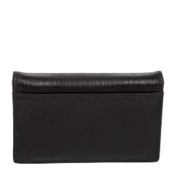 Pre Owned Prada Black Move Leather Logo Flap Card Case