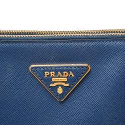 Pre Owned Prada Blue Saffiano Lux Leather Executive Galleria Tote