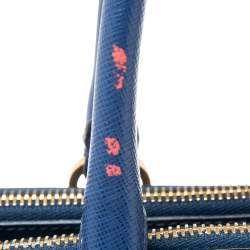 Pre Owned Prada Blue Saffiano Lux Leather Executive Galleria Tote