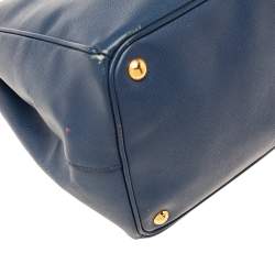 Pre Owned Prada Blue Saffiano Lux Leather Executive Galleria Tote