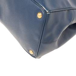 Pre Owned Prada Blue Saffiano Lux Leather Executive Galleria Tote