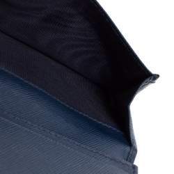 Pre Owned Prada Blue Saffiano Leather Bifold Card Case