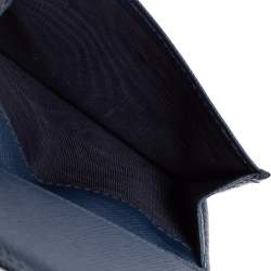 Pre Owned Prada Blue Saffiano Leather Bifold Card Case