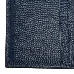Pre Owned Prada Blue Saffiano Leather Bifold Card Case