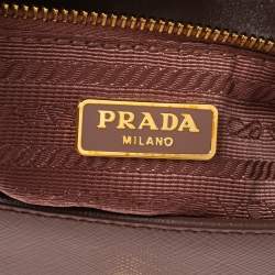 Pre Owned Prada Brown Saffiano Vernice Leather Turnlock Flap Shoulder Bag
