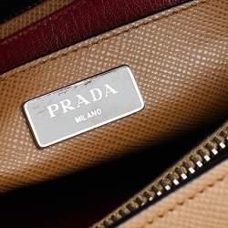 Pre Owned Prada Caramel Leather Double Tote