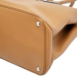 Pre Owned Prada Caramel Leather Double Tote