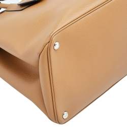 Pre Owned Prada Caramel Leather Double Tote