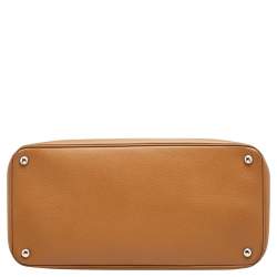 Pre Owned Prada Caramel Leather Double Tote