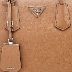 Pre Owned Prada Caramel Leather Double Tote
