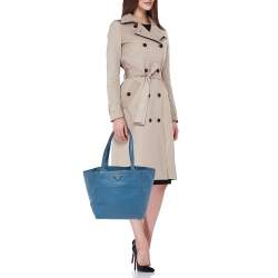 Pre Owned Prada Blue Vitello Daino Tote
