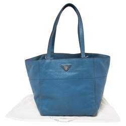 Pre Owned Prada Blue Vitello Daino Tote