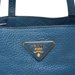 Pre Owned Prada Blue Vitello Daino Tote