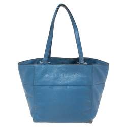 Pre Owned Prada Blue Vitello Daino Tote