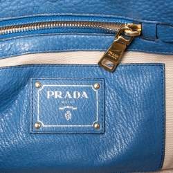 Pre Owned Prada Blue Vitello Daino Tote