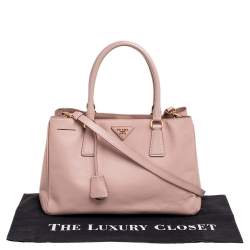 Pre Owned Prada Pink Saffiano Lux Leather Medium Galleria Tote