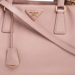 Pre Owned Prada Pink Saffiano Lux Leather Medium Galleria Tote