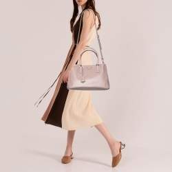 Pre Owned Prada Pink Saffiano Lux Leather Medium Galleria Tote
