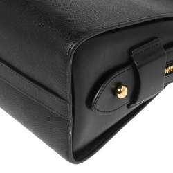 Pre Owned Prada Black Saffiano Leather Small Top Handle Crossbody Bag