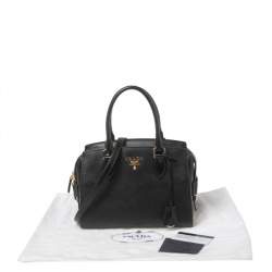 Pre Owned Prada Black Saffiano Leather Small Top Handle Crossbody Bag