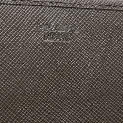 Pre Owned Prada Dark Khaki Saffiano Metal Leather Wallet on Chain