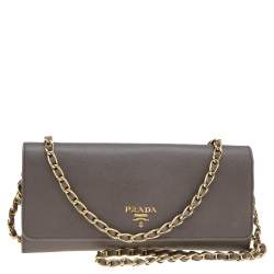 PRADA Lux Wallet Chain Bag - White/Gold