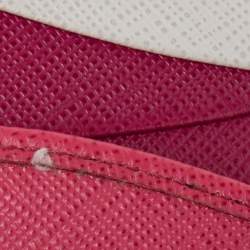 Pre Owned Prada Black Saffiano Lux Leather Logo Flap Compact Wallet