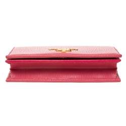 Pre Owned Prada Pink Move Leather Logo Flap Card Case