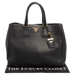 Pre Owned Prada Black Leather Large Open Tote