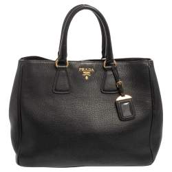 Pre Owned Prada Black Leather Large Open Tote