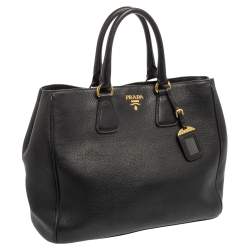 Pre Owned Prada Black Leather Large Open Tote