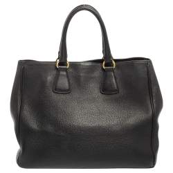 Pre Owned Prada Black Leather Large Open Tote