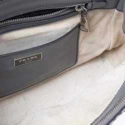 Pre Owned Prada Grey Leather Double Zip Tote