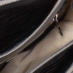 Pre Owned Prada Grey Leather Double Zip Tote