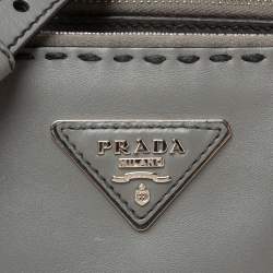 Pre Owned Prada Grey Leather Double Zip Tote